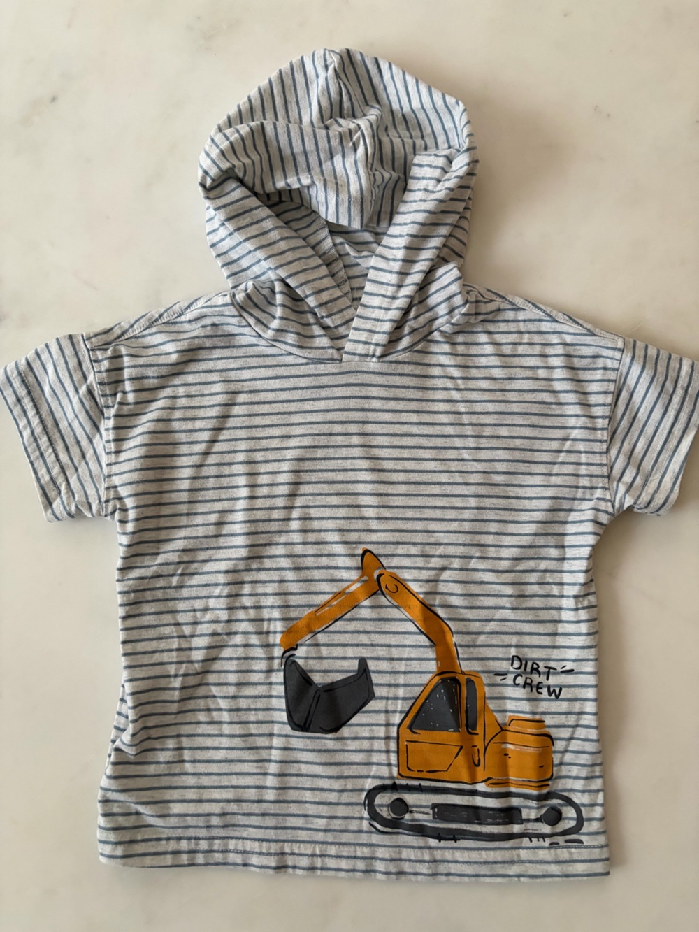 Carter's Excavator Construction Striped Hooded Short Sleeve Tee